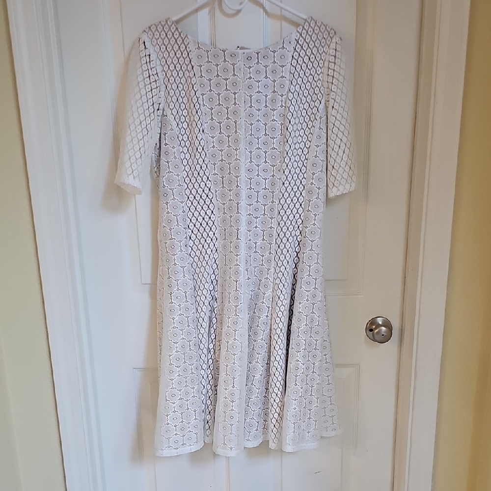 Danny & Nicole White Lace Long Sleeve Dress